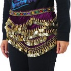 Dark Purple Belly Dancing Hip Scarf Wrap Skirt Waist Belt With Tassel Mu