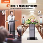 Vevor Acrylic Podium Stand 47  Reading Surface Storage Shelf Black