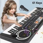 Black 61 Key Kids Music Electronic Keyboard Electric Digital Piano Organ W mic