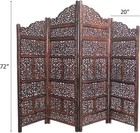 Room Divider Wood Screen - Mahanadi Antique Brown - 4 Panel Folding 72x80 - Wood