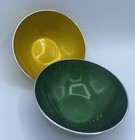 Vintage Set Of 2 Emalox Norway Mcm 4inch Enamel Bowls Green   Yellow
