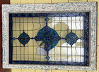 Antique Salvaged Rectangular Leaded Stained Glass Window  Nice   22  X 31 