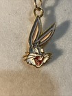 Vtg Warner Bro Looney Tunes Bugs Bunny Gold Charm Pendant Necklace
