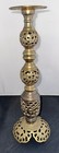Vintage Heavy Pierced Cast Brass Candle Holder 16  Tall