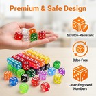 50 Pack Colorful Dice Set  14mm  6 Sided Acrylic Standard 14mm