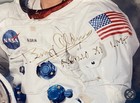 Buzz Aldrin Signed 22x18 Custom Framed Picture With Apollo 11 Patch