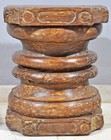 Antique Wooden Heavy Pillar Base Small Stool Side Table Original Old Hand Carved