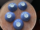 Vintage Cobalt Blue   Gold Embossed Bowls W Quatrefoil Design Set Of 5 Vgc Japan