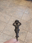 Antique Figural Fireplace Tool Hearthware Poker Man With Pot On Head Cast Iron