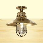 Nautical Marine Bulkhead Light Antique Brass Ceiling Vintage Fixture With Shade