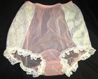 Vtg Sheer Chiffon Pink Nylon Tricot Brief Panty Granny Wide Gusset -7 Custom
