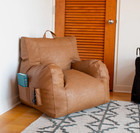 Big Joe Caramel Faux Leather Polyester Bean Bag Adult Chair W Drinkholder Pocket