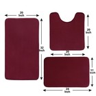 Memory Foam Bath Mat Set 4 Piece With Toilet Lid Cover And Combo Rug Burgundy
