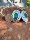 Vintage Native American Navajo Sterling Silver Malachite Earrings