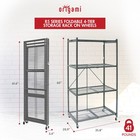 Origami 4 Tier Multipurpose Folding Storage Organizing Rack With Wheels  Gray
