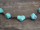 Native American Sterling Silver Turquoise Nugget Stone 23  Necklace By I  John