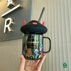 Starbucks Black Halloween Mushroom Elf-demon Glass Mason Straw Cup Gift 18oz