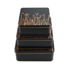 Decorative Square Tin Storage Box Set - 3 Pcs For Candy  Cookies  Jewelry   Gift