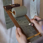 Wall Mounted Wooden Memo Roll Note Holder Rustic Paper Message Board Organizer