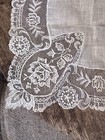 Beautiful Vtg Antique White Wedding Hankie Linen Lace Drawn Work  11    X 11   
