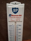 Antique New Jersey Haynes Oil Advertising Thermometer Bp Blue Shield Rare  Gas