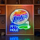 16 x15  Miller Lite Beer 19th Hole Golf Led Neon Sign With Dimmer Usb Powered