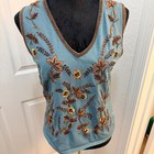 Jones New York Vintage Beaded Floral Sleeveless Top     Size L