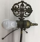 Pewter Asian Quan Yin Holding Scroll Figure Statue Lamp Base  21    Tall