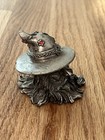 Vintage Pewter Wizard Bust Figurine Red Crystal Jewels Fantasy Sorcerer 2 5 Inch