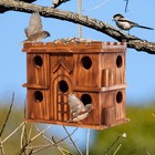 Wooden Bird House 9 Rooms Carbonized Pine Rustic Outdoor Nesting