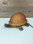 Vintage Box Turtle Lamp Or Night Light Amber Glass Shell Cast Metal Body Base