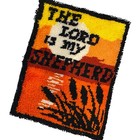 Latch Hook Rug Wall Hanging Vtg Shag Spiritual Christian Lord My Shepherd 26x20 