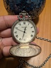 Andr   Rivaille 17 Jewels Mechanical Full Hunter Pocket Watch Silver Chain Roman