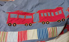 Company Kids Full Sized Duvet Cover Denim  Train Motif  Stripe Exc Cond