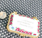 Imperial Porcelain Proverbs 17 22 Floral Hinged Trinket Box Gold Trim Roses Vtg