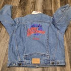 Vintage Planet Hollywood Guam Jacket 1991 Trucker Embroidered Denim  stained 