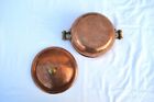 Hammered Copper Pot W  Lid Double Handle Heavy Beautiful Vintage