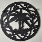 Brass Colored Cast Iron Trivet Palm Tree Tropical Paradise 6 5 8  Hot Pan Holder