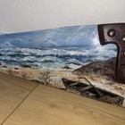 Vintage Warranted Superior Hand Saw   Hand Painted Beach Scene 20    