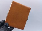 Vintage Leather Cigarette Case Brown     Slim Wallet - Card Holder     Gold Interior
