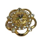Masonic Order Of The Eastern Star Brooch Pin Rhinestones Gold Tone Vtg Perfect