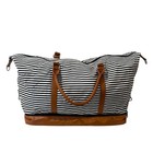 Weekender Travel Duffel Bag Black White Stripe Shoe Compartment Carry On New