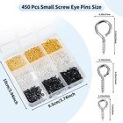 450pcs Small Screw Pins Eye Pins  3 Color Eye Hooks Screw For Jewelry Making    