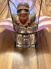 Vintage Antique Toy Paper Mache Aviator In Metal Monoplane   Early 1900   s 