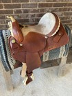 15       Ray   s Saddlery  Basket Weave  Suede Seat  Trail  Barrel  Western Saddle