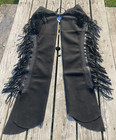 Medium Black Synthetic Suede Show shotgun Chaps W fringe Tough 1  63-86-2-102