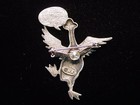  jj  Jonette Jewelry Silver Pewter  quack Duck   Pin