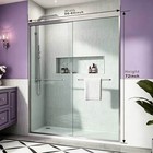 Brushed Nickel Sliding Shower Door 60  x 72  easy To Install Walk In Shower Door