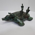 Rare Antique Chinese Bronze Turtle Talisman W  Arrows   Ritual Inscriptions