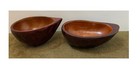 Set Of 2 Vintage Odd Shaped Dark Wooden Bowls Great For Candy  Change  Or Etc 